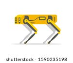 The mechanical robot dog guard. Industrial sensing and remote operation needs. Innovation in high technology. Vector flat graphic illustration