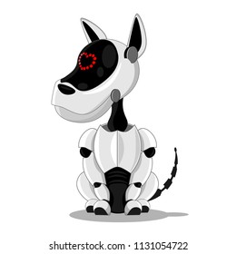 The mechanical robot dog, man's best friend. Vector illustration on the topic of high technology.