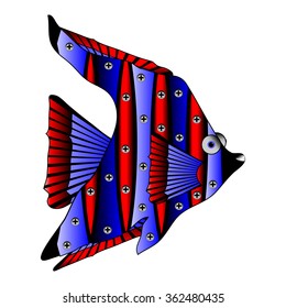 Mechanical robot fish isolated on white background. Vector illustration.