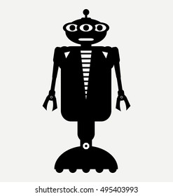 mechanical robot, flat design style