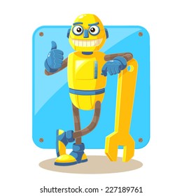Mechanical Robot. A mechanical robot give a thumb up.