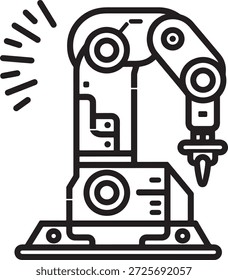 Mão robô mecânica para produção de alta tecnologia. Máquinas de automação inteligentes para a indústria automotiva e eletrônica.
