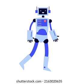 Mechanical robot. Human evolution theory flat vector illustration. Way from monkey to cyborg or robot. Cavemen as ancestors. Anthropology, reality and history