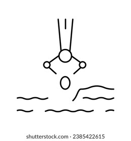 mechanischer Roboter Aussaat Linie Symbol Vektor. mechanisches Robotersägezeichen. isoliertes Kontursymbol