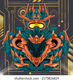 Vektorgrafik-Vektorgrafik-Vektorgrafik von mechanischen Robotern
