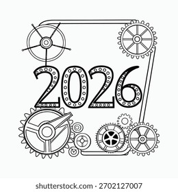Mecânica robótica 2026. ilustração vetorial