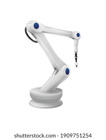 Mechanical robotic arms realistic composition with isolated image of remote controlled programmable industrial unit vector illustration