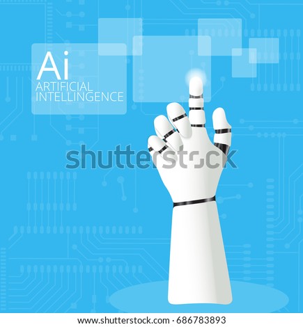 Mechanical Robotic Hand pointing on  circuit board Background  Illustration EPS10.