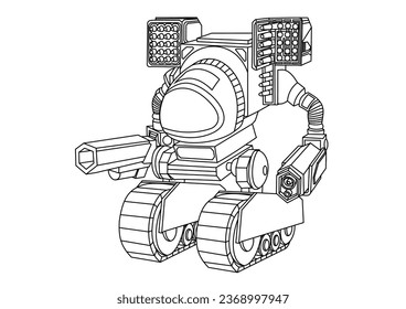 Mechanical robotic vector line art cartoon