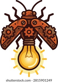 Mechanical rusty firefly Vector art flat design
