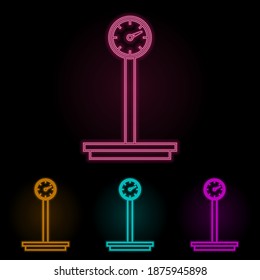 mechanical scales color neon set. Simple thin line, outline vector of web icons for ui and ux, website or mobile application