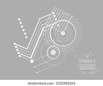 Mechanical scheme, vector engineering drawing with circles and lines. Technical plan can be used in web design and as wallpaper or background. Art graphic illustration.