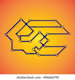 Mechanical schemes, vector engineering drawing with geometric parts mechanism. Futuristic industrial project can be used in web design and as wallpaper.