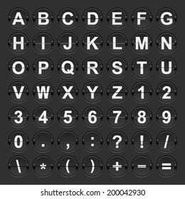 Mechanical scoreboard alphabet.