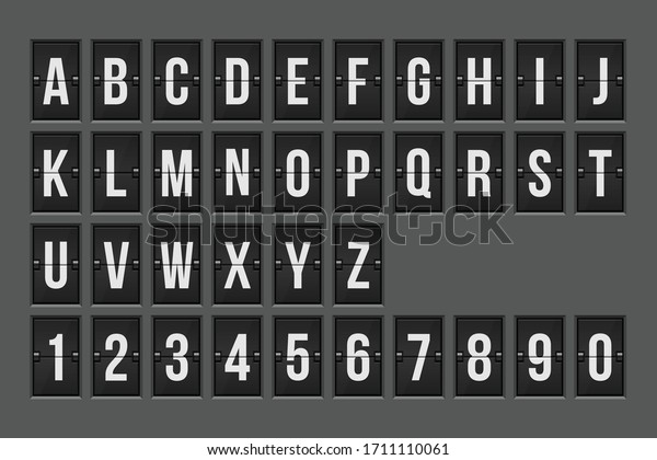 Mechanical scoreboard alphabet and numbers\
vector illustration