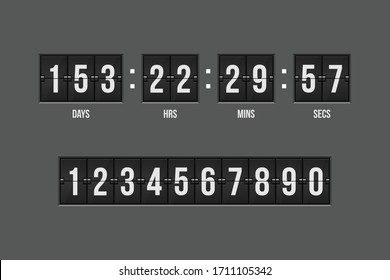 Mechanical scoreboard countdown timer vector illustration isolated