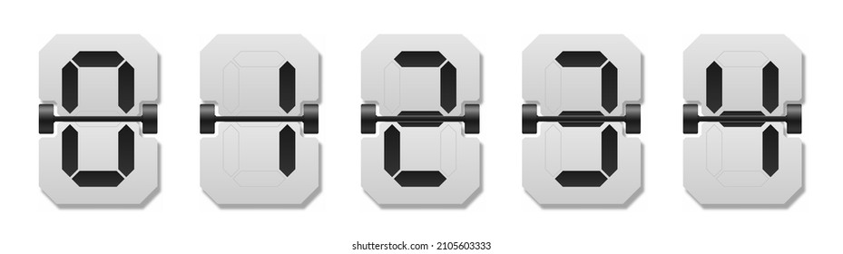Mechanical scoreboard with different numbers. Flip clock showing how much time: hours, minutes and seconds.