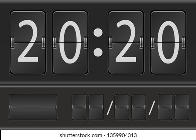 Mechanical scoreboard digits or flip clock template. Vector illustration.