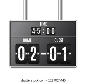 Mechanical scoreboard. Football vector illustration. isolated on transparent background. Hour counter Retro vintage countdown design with time. Black countdown timer with white numbers. Vector templat
