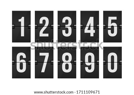 Mechanical scoreboard numbers vector illustration