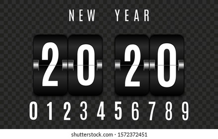 Mechanical scoreboard. Set of numbers isolated on transparent background. Hour counter Retro vintage countdown design with time. Numbers. Vector templat	