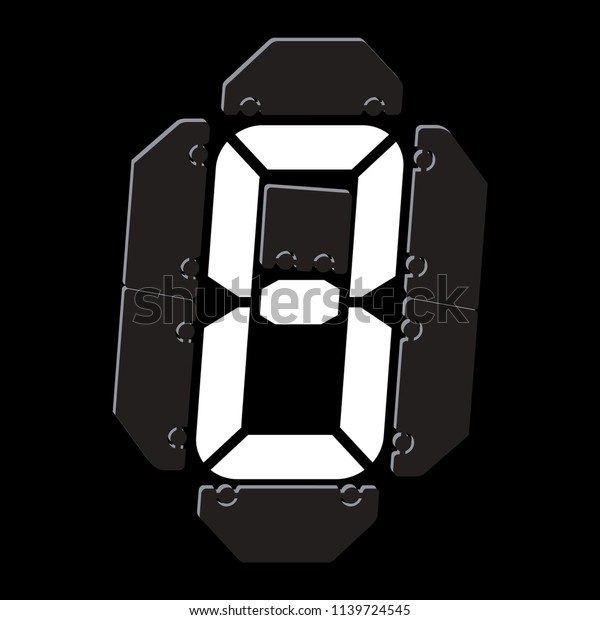 Mechanical scoreboard vector\
template with digital numbers; White digit on black board,\
isolated