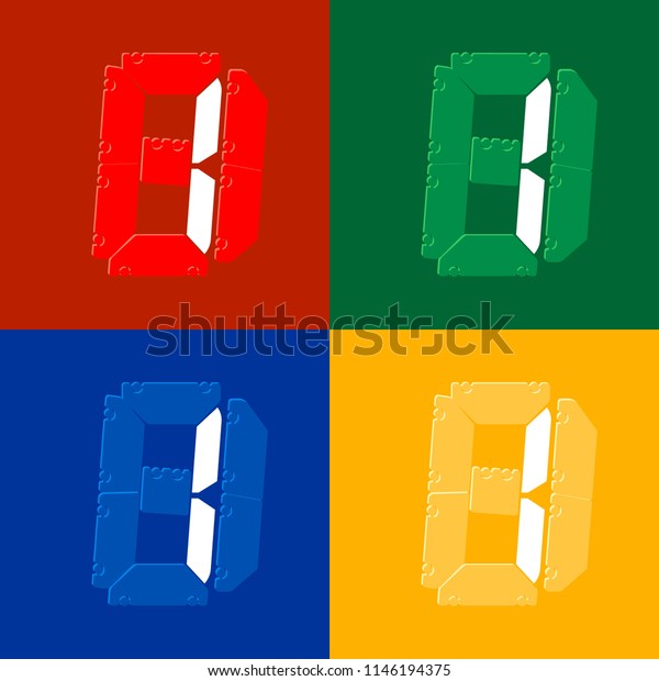 Mechanical scoreboard\
vector template with digital numbers; White digit 1 on red,  green,\
blue, yellow board