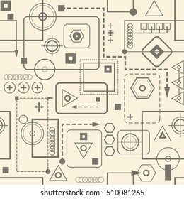 Mechanical seamless pattern 2.3 Retro texture background.