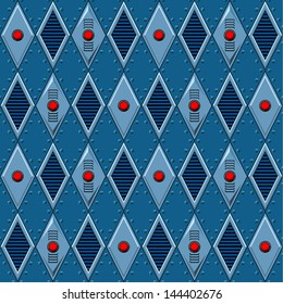 Mechanical seamless pattern with diamond shaped metal panels