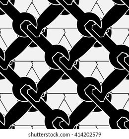 Mechanical seamless toolkit pattern or wallpaper. Vector repeatable monochrome symbols on a white background.