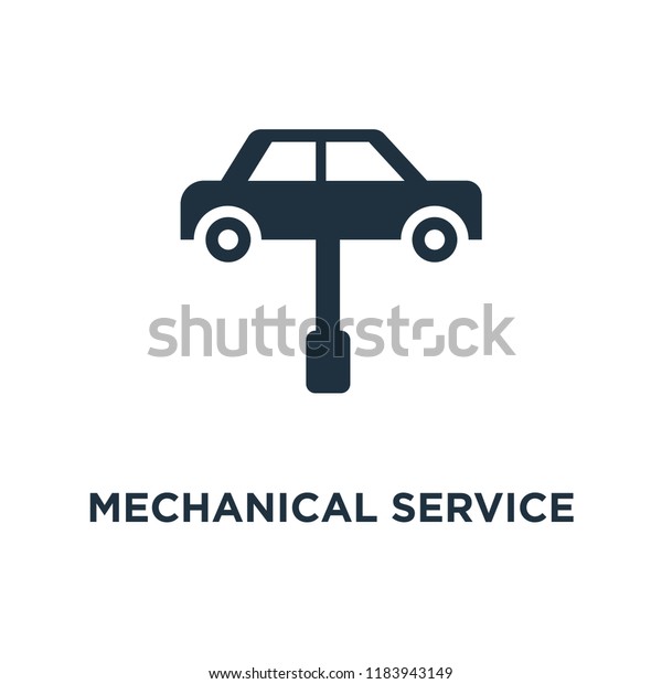 Mechanical service of a car icon. Black filled\
vector illustration. Mechanical service of a car symbol on white\
background. Can be used in web and\
mobile.