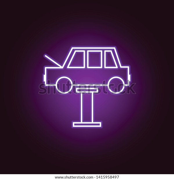 mechanical service car\
outline icon in neon style. Elements of car repair illustration in\
neon style icon. Signs and symbols can be used for web, logo,\
mobile app, UI, UX