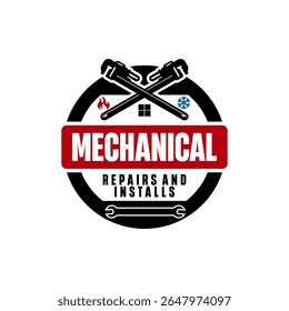 Mechanical Service Care Repairs and Installs for Plumbing HVAC Electican Home Service Logo Template Vector