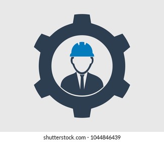 Mechanical Service  Icon. Male Symbol with Gear Sign