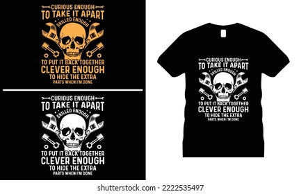 Mechanical Skull t shirt design Design. Use for T-Shirt, mugs, stickers, etc.
