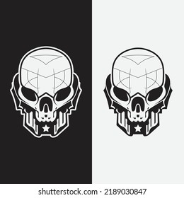 Mechanical Skull vector logo icon black and white. easy editable vector and separated layer