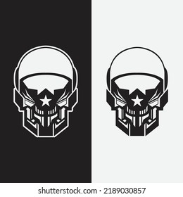 Mechanical Skull vector logo icon black and white. easy editable vector and separated layer