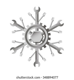 Mechanical snowflake. Logo. Vektor.