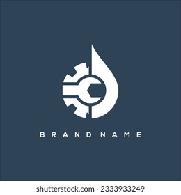 mechanical spanner and oil logo vector