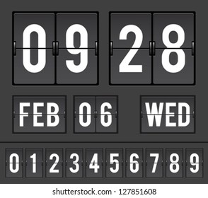 mechanical split-flap with flip numbers and alphabets for time and date