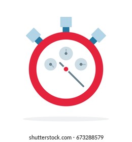 Mechanical sports stopwatch vector flat material design isolated on white