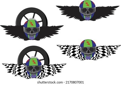 mechanical sticker with skull for motorcycling groups