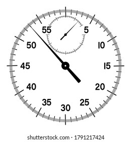 mechanical stopwatch dial with hands. Countdown, speed measurement. Black and white vector