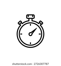 Mechanical stopwatch vector line icon for racing and sports. Chronometer symbol for training and competition timing.