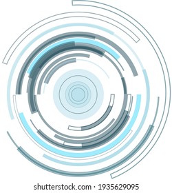 Mechanical techno abstract background in blue grey. Engineering science tech  circles geometric design on white background. Vector illustration