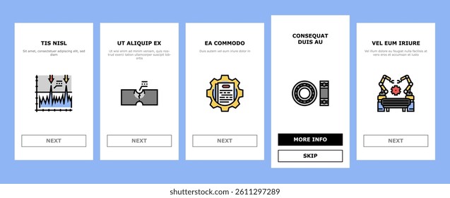 mechanical technology engineer onboarding mobile vector. industry machinery, machine blueprint work factory, construction worker, production mechanical technology engineer Illustrations