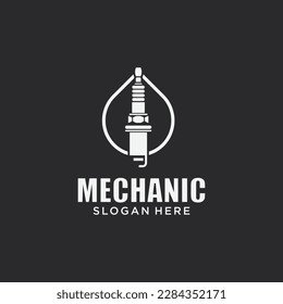 Mechanical technology logo, gear and piston combination logo symbol. engine parts