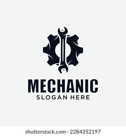 Logo für mechanische Technik, Symbol für die Kombination von Getriebe und Kolben. Motorteile