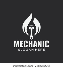 Mechanical technology logo, gear and piston combination logo symbol. engine parts