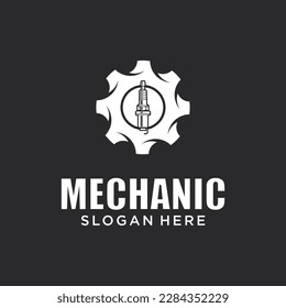 Mechanical technology logo, gear and piston combination logo symbol. engine parts